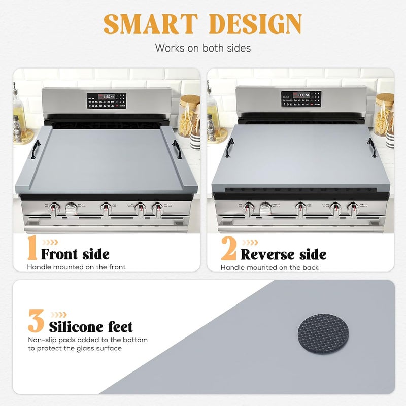 Gashell Noodle Board Stove Cover with Handles, Multiple Stove Top Cover Board for Electric/Gas Stove Top(Grey) - Image 5